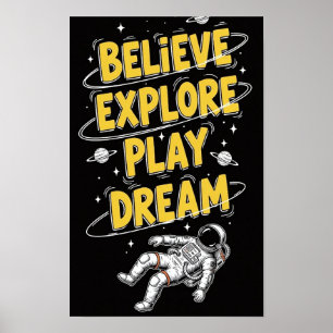 Astronaut Drijvend in de Ruimte Dromerige Kosmisch Poster