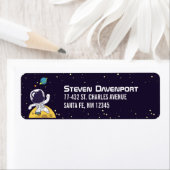 Astronaut drijvend in de ruimte illustratie etiket (Insitu)