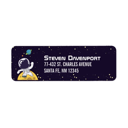 Astronaut drijvend in de ruimte illustratie etiket (Voorkant)