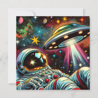 Astronaut Drijvend in de ruimte met een UFO Ai Art