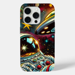 Astronaut Drijvend in de ruimte met een UFO Ai Art iPhone 15 Pro Case