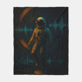 Astronaut drijvend in Glitchwave Sound Art Fleece Deken