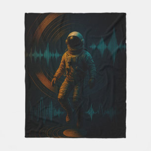 Astronaut drijvend in Glitchwave Sound Art Fleece Deken