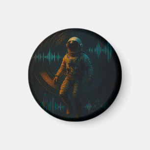 Astronaut drijvend in Glitchwave Sound Art Magneet