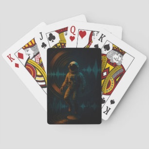 Astronaut drijvend in Glitchwave Sound Art Pokerkaarten