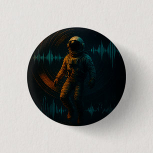 Astronaut drijvend in Glitchwave Sound Art Ronde Button 3,2 Cm