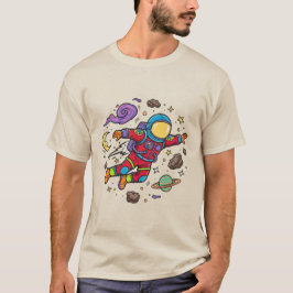 Astronaut Drijvende Sterren Sterrenstelsel Nebula T-shirt
