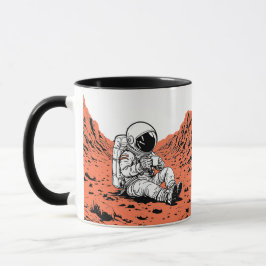 Astronaut Drinking Coffee on Mars - Minimal Design Mok