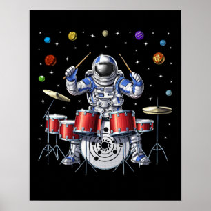 Astronaut Drummer Poster