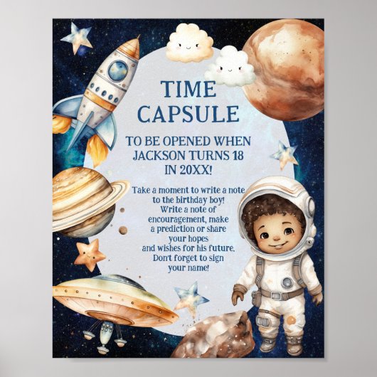 Astronaut eerste reis rond de zon tijd capsule poster (Voorkant)
