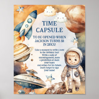 Astronaut eerste reis rond de zon tijd capsule poster