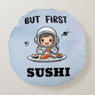 Astronaut eet sushi rond kussen
