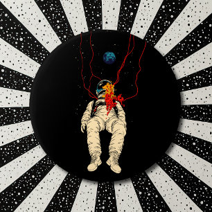 Astronaut en Aardruimte Ronde Button 7,6 Cm