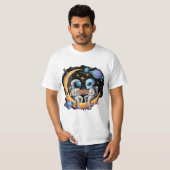 Astronaut en Alien Geniet van een Slice T-shirt (Voorkant volledig)