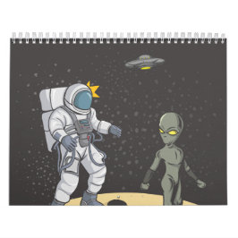 Astronaut en buitenaards kalender