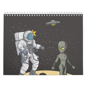 Astronaut en buitenaards kalender