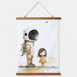 Astronaut en meisje hangend wandkleed