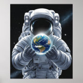 Astronaut en planeet aarde poster (Voorkant)