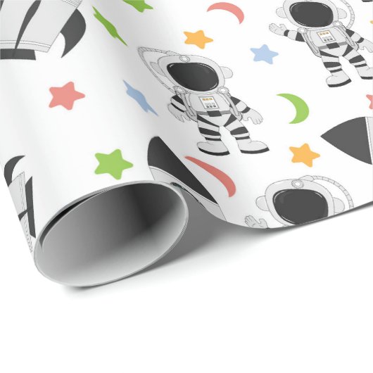 Astronaut en raketruimtepatroon cadeaupapier (Rol Hoek)