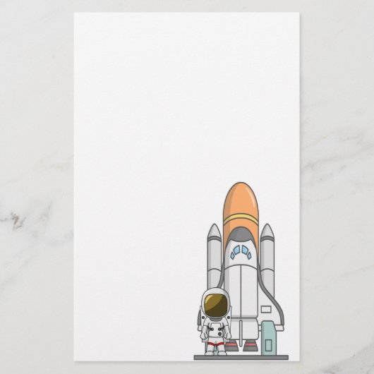 Astronaut en ruimteschip briefpapier (Voorkant)