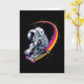 Astronaut en Skateboard Kaart (Gele Bloem)