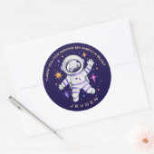 Astronaut en sterren in de ruimte bedankt ronde sticker (Envelop)
