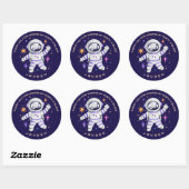 Astronaut en sterren in de ruimte bedankt ronde sticker (Vel)
