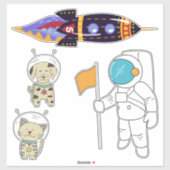 Astronaut en Vrienden Sticker (Vel)