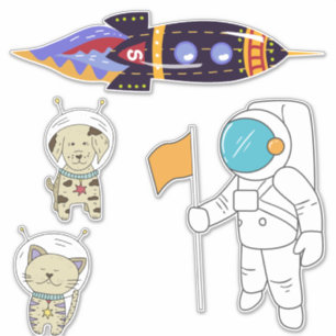 Astronaut en Vrienden Sticker