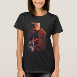 Astronaut Facing Erupting Volcano T-shirt