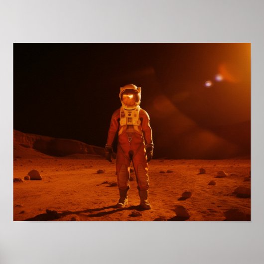 Astronaut First Human Martian on Red Planet Mars Poster (Voorkant)