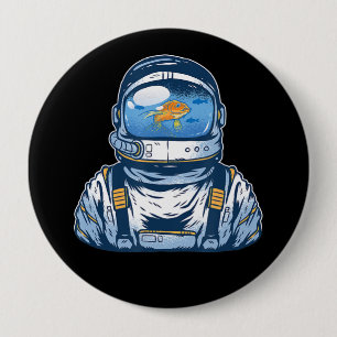 Astronaut Fishbowl Helmet Goldfish Spaceman Suit Ronde Button 4,0 Cm