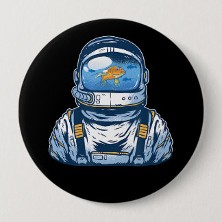 Astronaut Fishbowl Helmet Goldfish Spaceman Suit Ronde Button 4,0 Cm