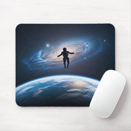 Astronaut Float Earth View Galaxy Space Muismat (Met muis)