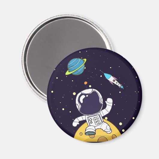 Astronaut Floating in Buitenruimte Magneet (Voorkant / Achterkant)