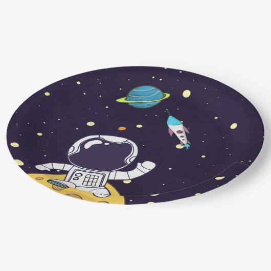 Astronaut Floating in Buitenruimte Papieren Bordje (Gekanteld)