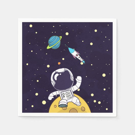Astronaut Floating in Buitenruimte Servet (Voorkant)