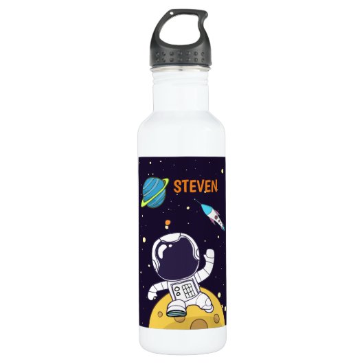Astronaut Floating in Buitenruimte Waterfles (Voorkant)