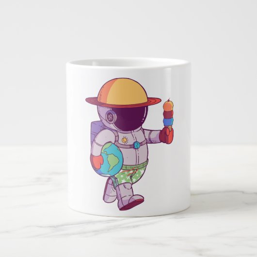 Astronaut , Funny Planets Extra Grote Beker (Voorkant)