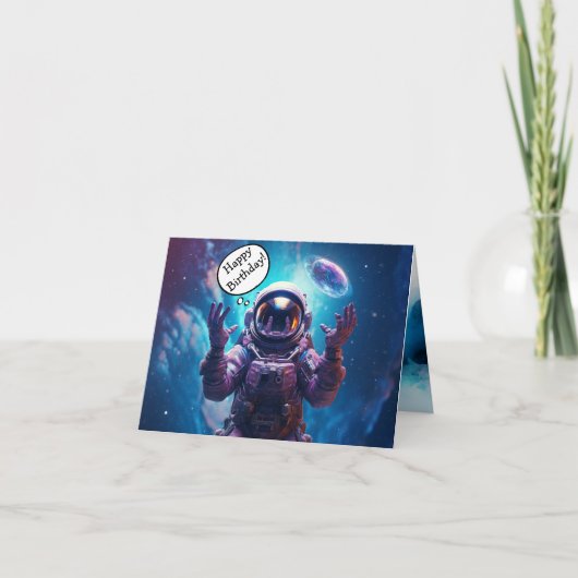 Astronaut Galaxy Carte de voeux d'anniversaire pli (Devant)