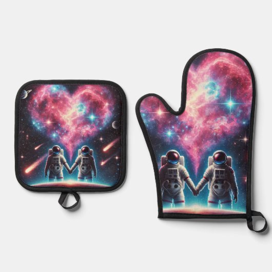 Astronaut Galaxy Oven Mitt Set (Voorkant)