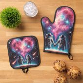 Astronaut Galaxy Oven Mitt Set (Top down)