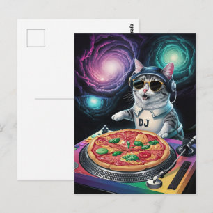 Astronaut Galaxy Planeet Ruimte Dj Kat Pizza Kitty Briefkaart