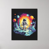 Astronaut Galaxy Space Explorer Wooden Wall Plaque Canvas Afdruk (Voorkant)