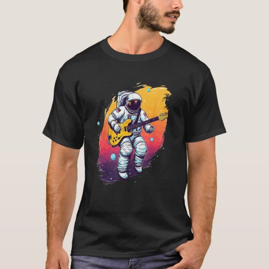 Astronaut Galaxy Space Music Guitar T-shirt (Voorkant)