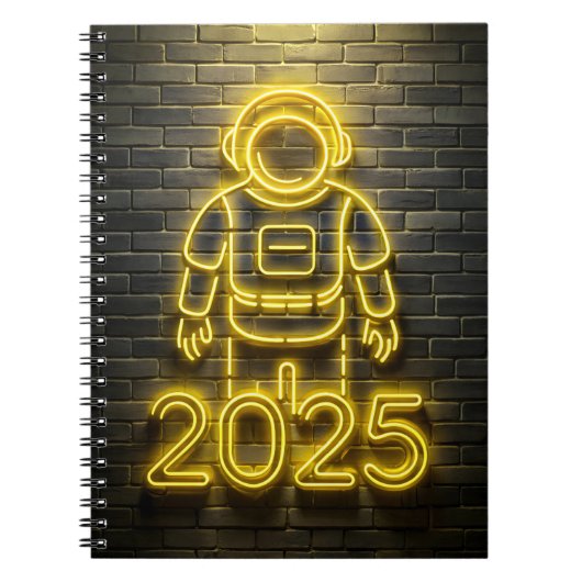 Astronaut geel neon 2025 notitieboek (Voorkant)
