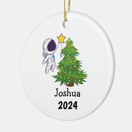 Astronaut gepersonaliseerde kerst keramisch ornament (Links)