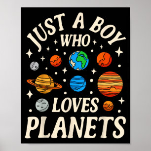 Astronaut gewoon een jongen die van planeten houdt poster