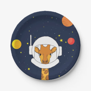 Astronaut Giraffe met Space Helmet Clipart Papieren Bordje