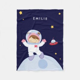 Astronaut Girl {brunette} Fleece Deken